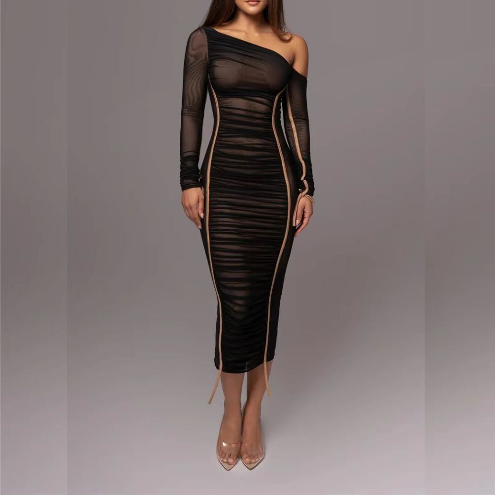 Gabrielle - Stijlvolle Asymmetrische Midi Jurk