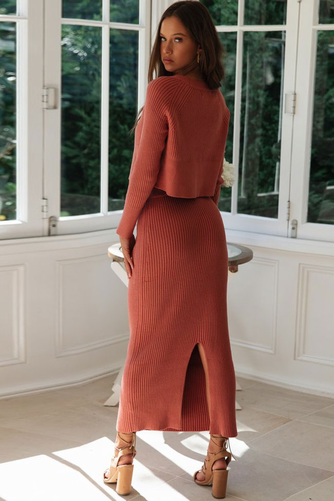 Nora Ribgebreide Sweaterset