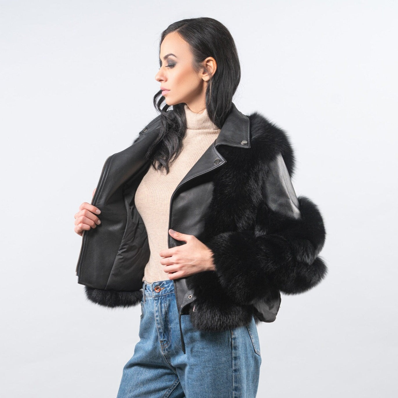 Luxe Leren Bontjas