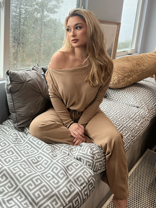 Off-Shoulder Losse Gebreide Set