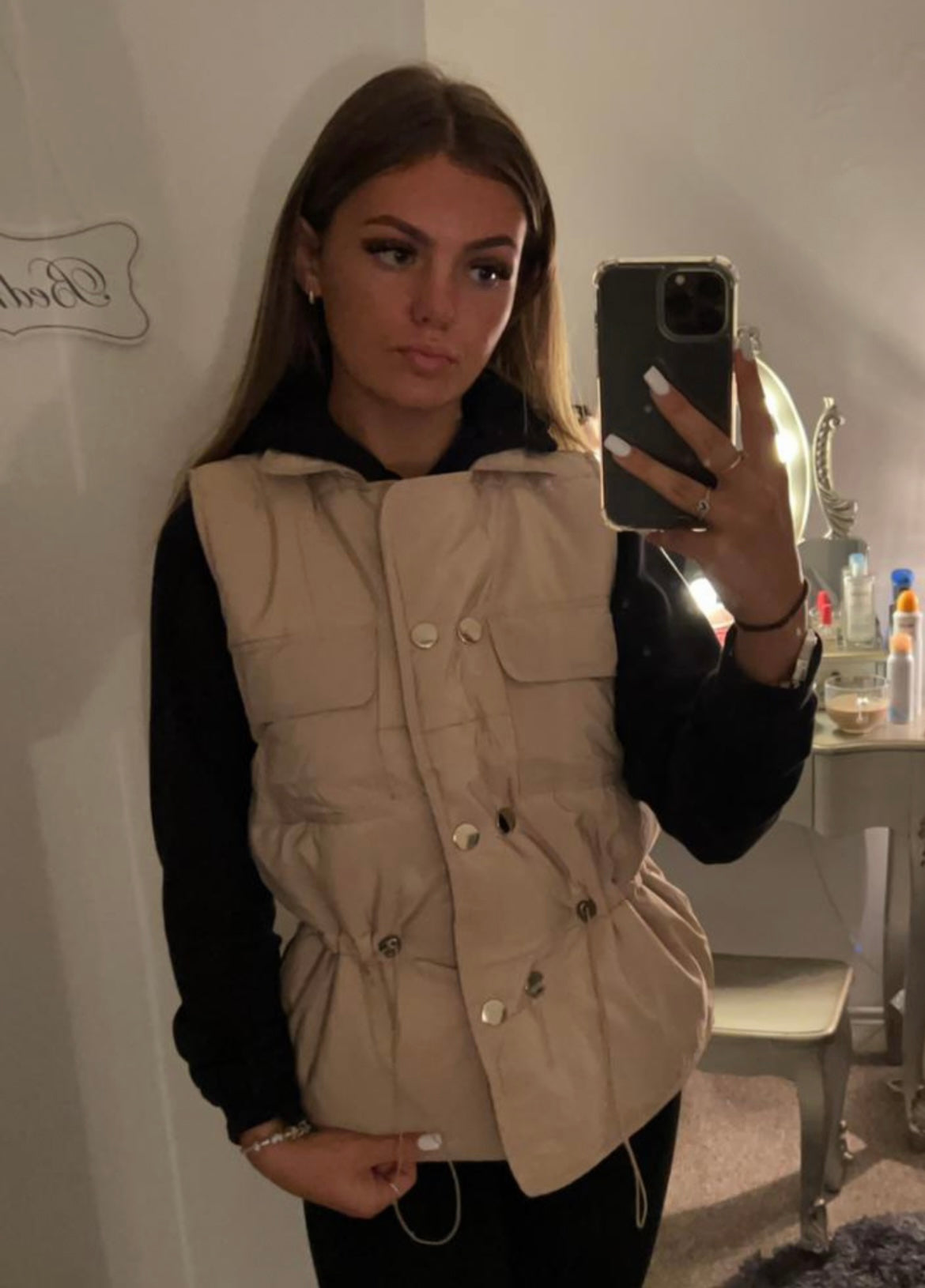 Sylvia Luxe Overcoat with High-Quality Fabric and Button and Drawstring Details