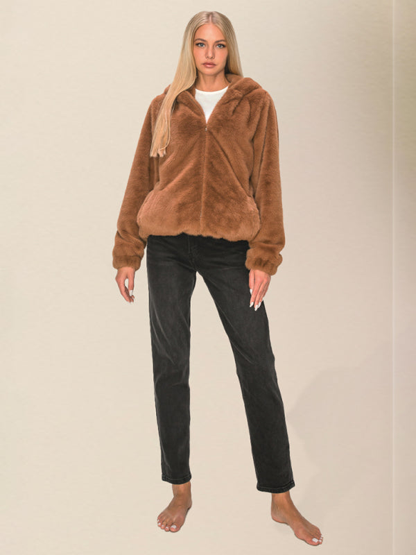 Celine Luxe Teddy Vest met Capuchon en Ritssluiting