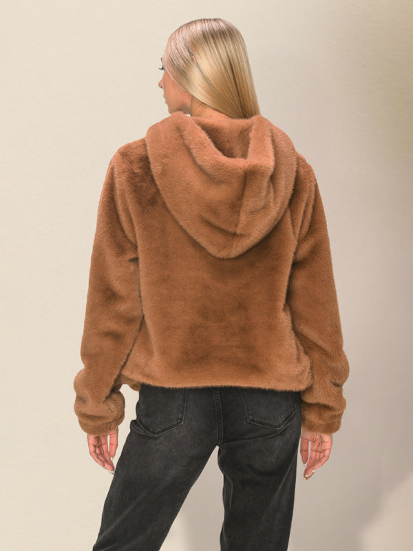 Celine Luxe Teddy Vest met Capuchon en Ritssluiting