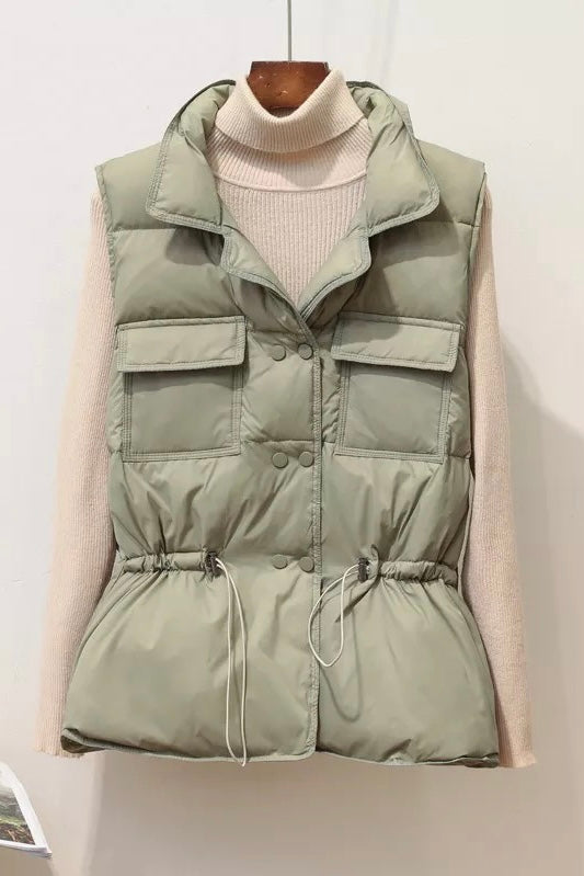 Sylvia Luxe Overcoat with High-Quality Fabric and Button and Drawstring Details