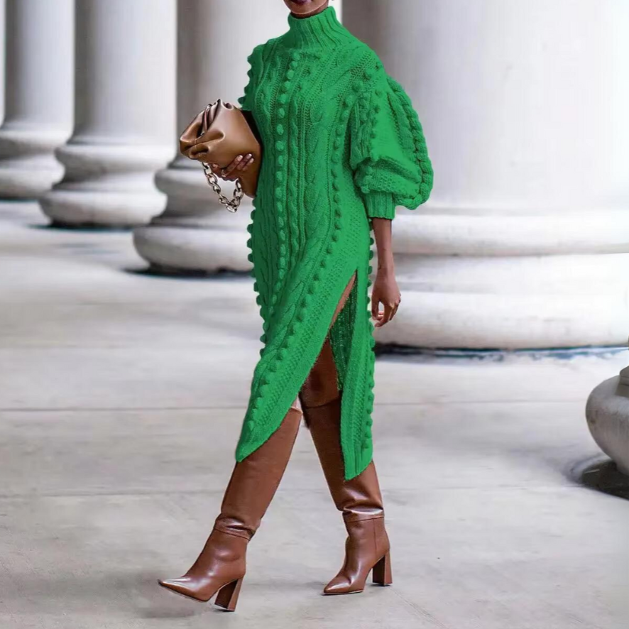 Ivy - Elegante Gebreide Jurk met Vlechtpatroon
