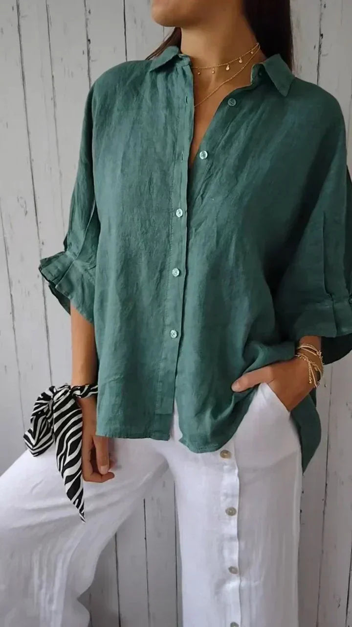 Madison – Zachte Elegante Button-Down Blouse voor Elke Gelegenheid