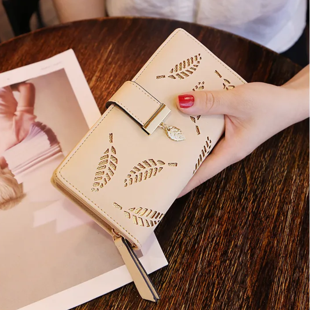 Aurora Portemonnee met Blad Design | Elegant & Functioneel