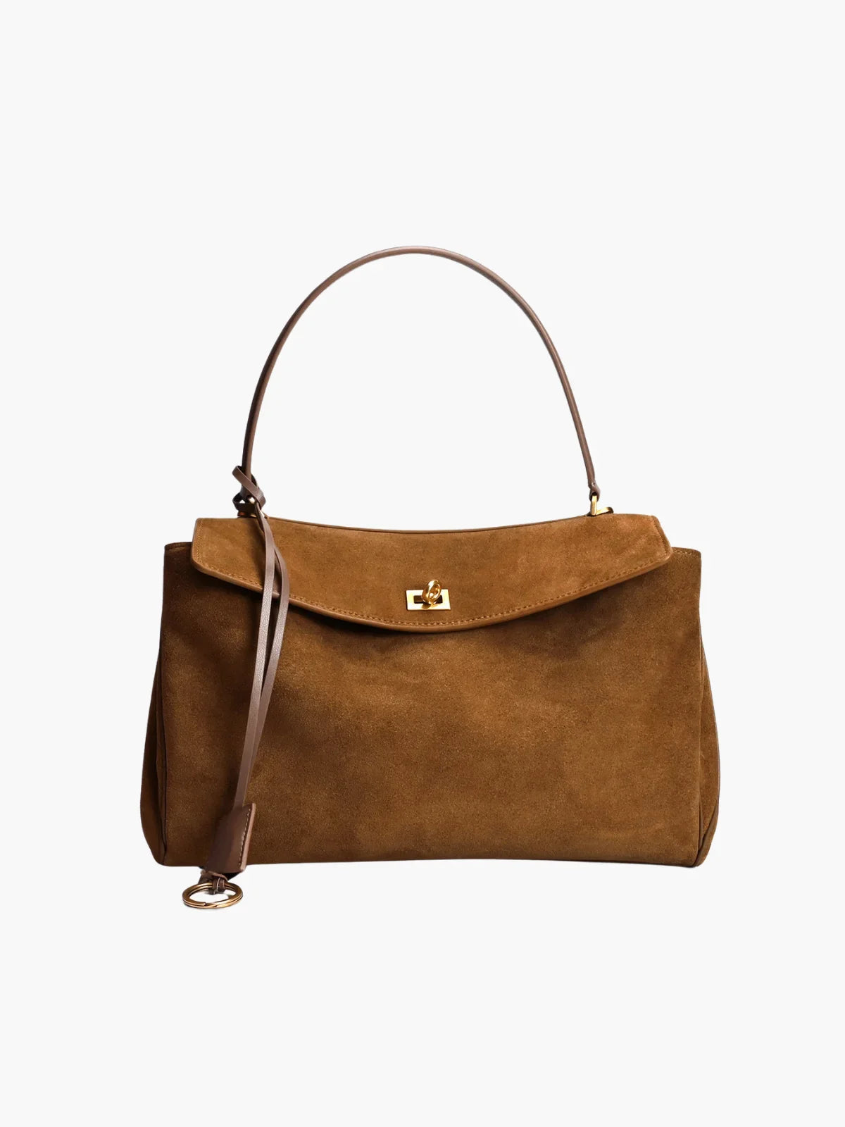 Amara Elegante Suède Satchel met Twist-Lock Sluiting
