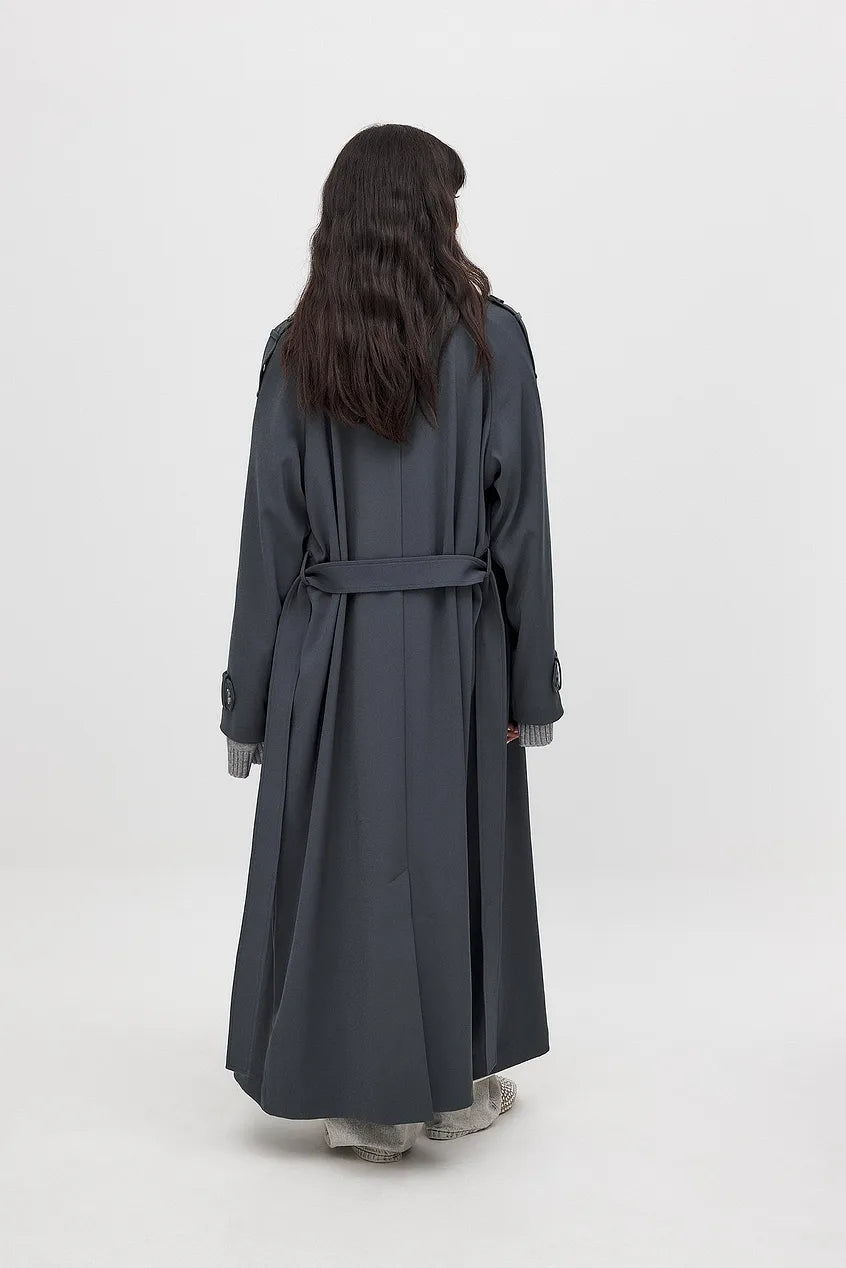 Elena Lange Zwarte Trenchcoat met Dubbele Knoopsluiting