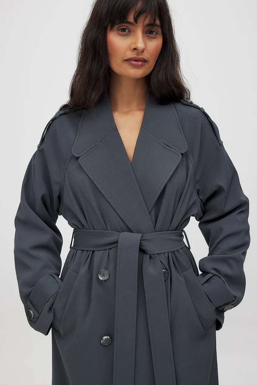 Elena Lange Zwarte Trenchcoat met Dubbele Knoopsluiting