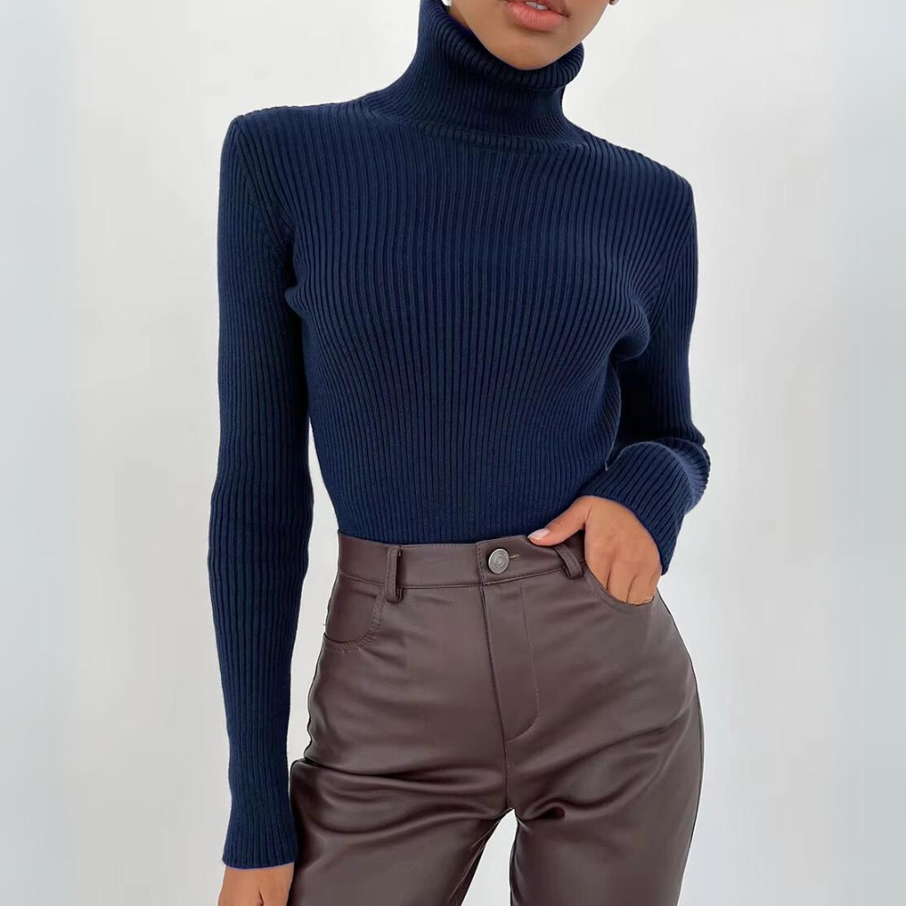 Liselotte - Fijngebreide Slim-Fit Trui met Mock Neck
