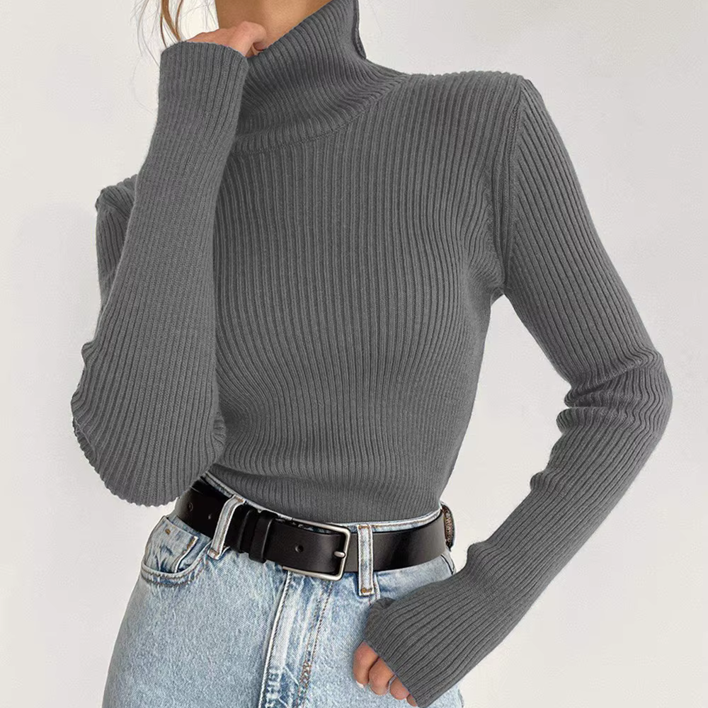 Liselotte - Fijngebreide Slim-Fit Trui met Mock Neck