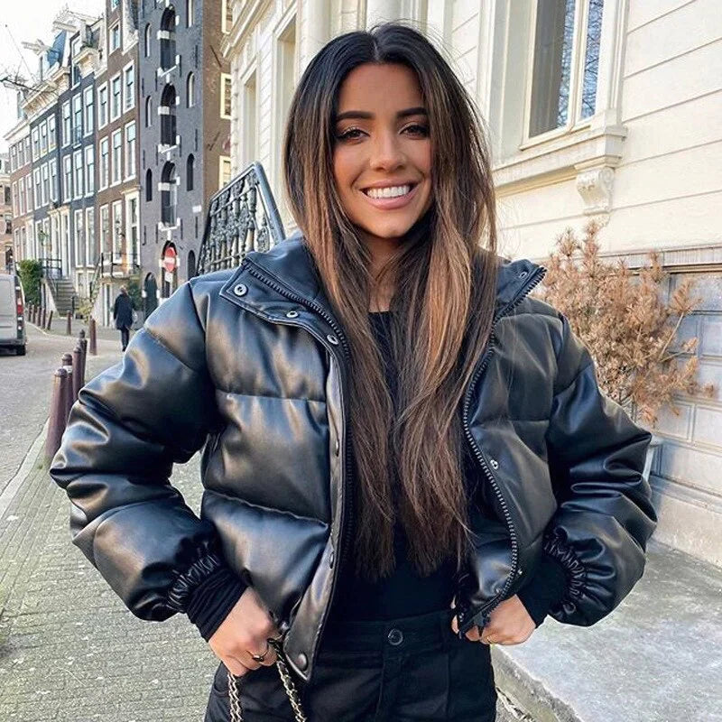 Charlotte Luxe Leather Puffer Jacket