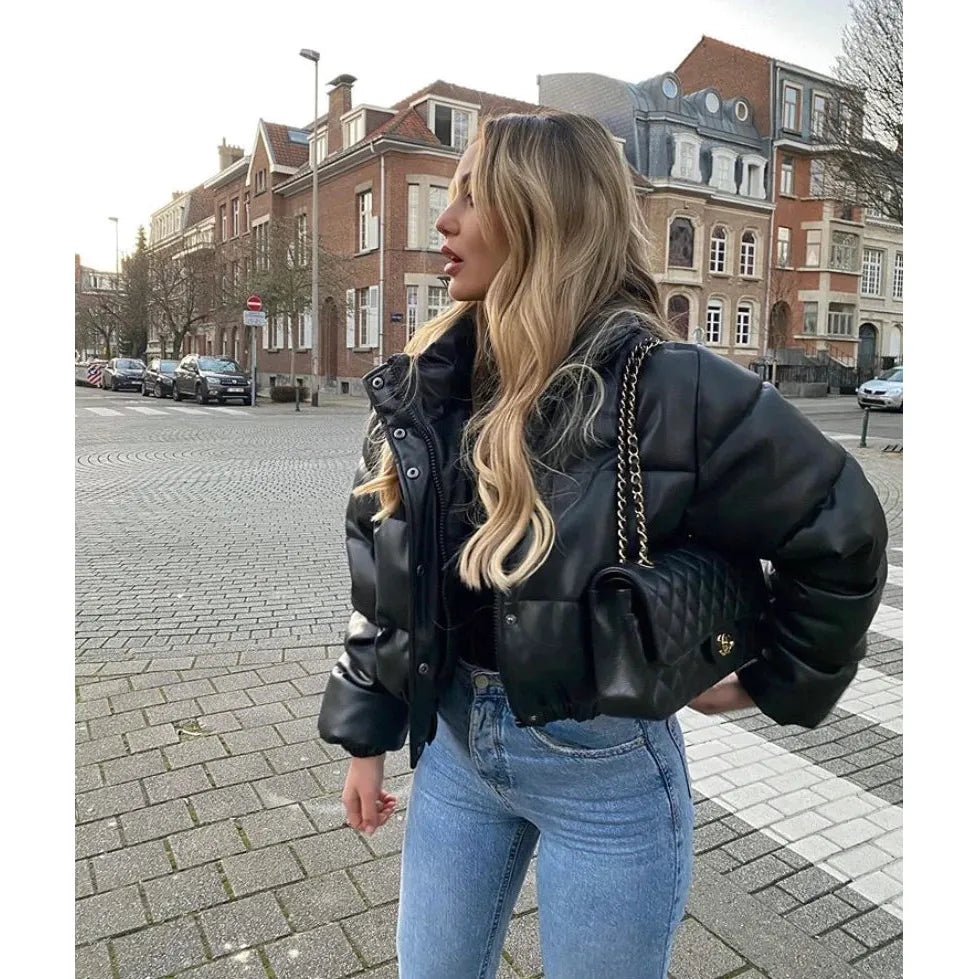Charlotte Luxe Leather Puffer Jacket