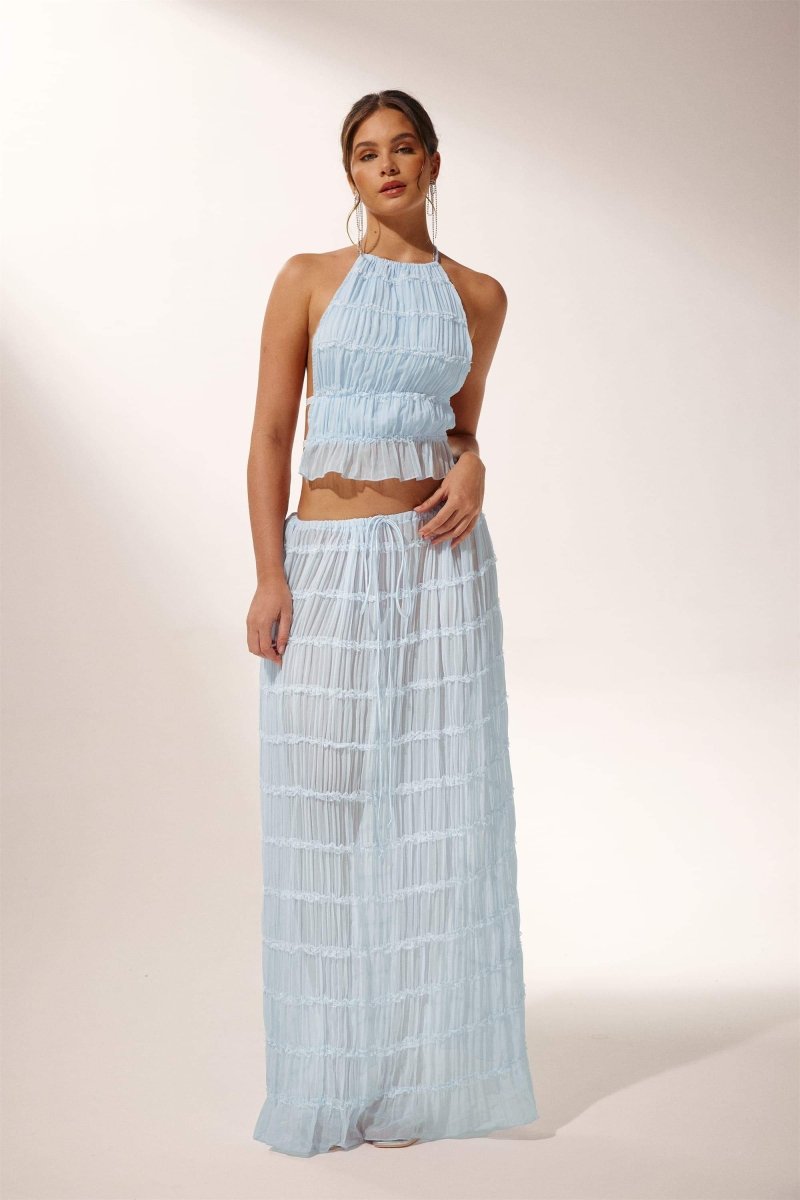 Rosalie Elegante Geplooide Set met Haltertop en Open Rug