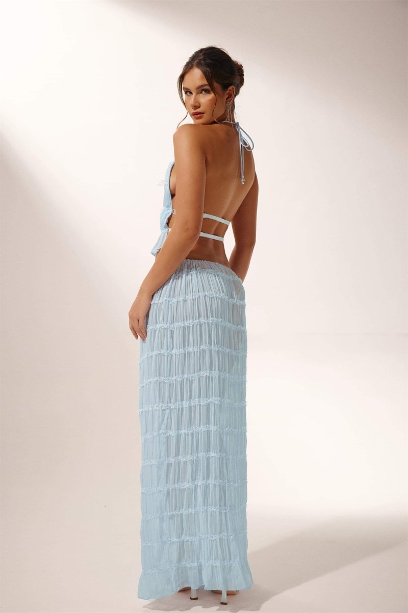 Rosalie Elegante Geplooide Set met Haltertop en Open Rug