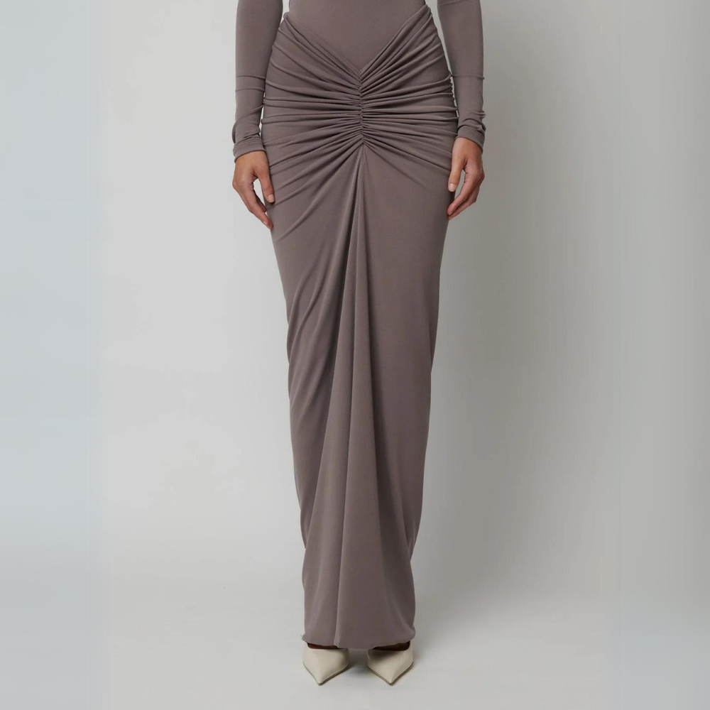 Selene - Elegante Plissé Maxi Jurk met Lange Mouwen