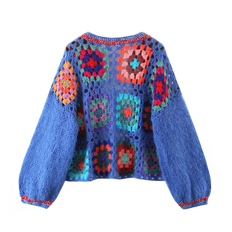 Mila Cropped Granny Square Cardigan