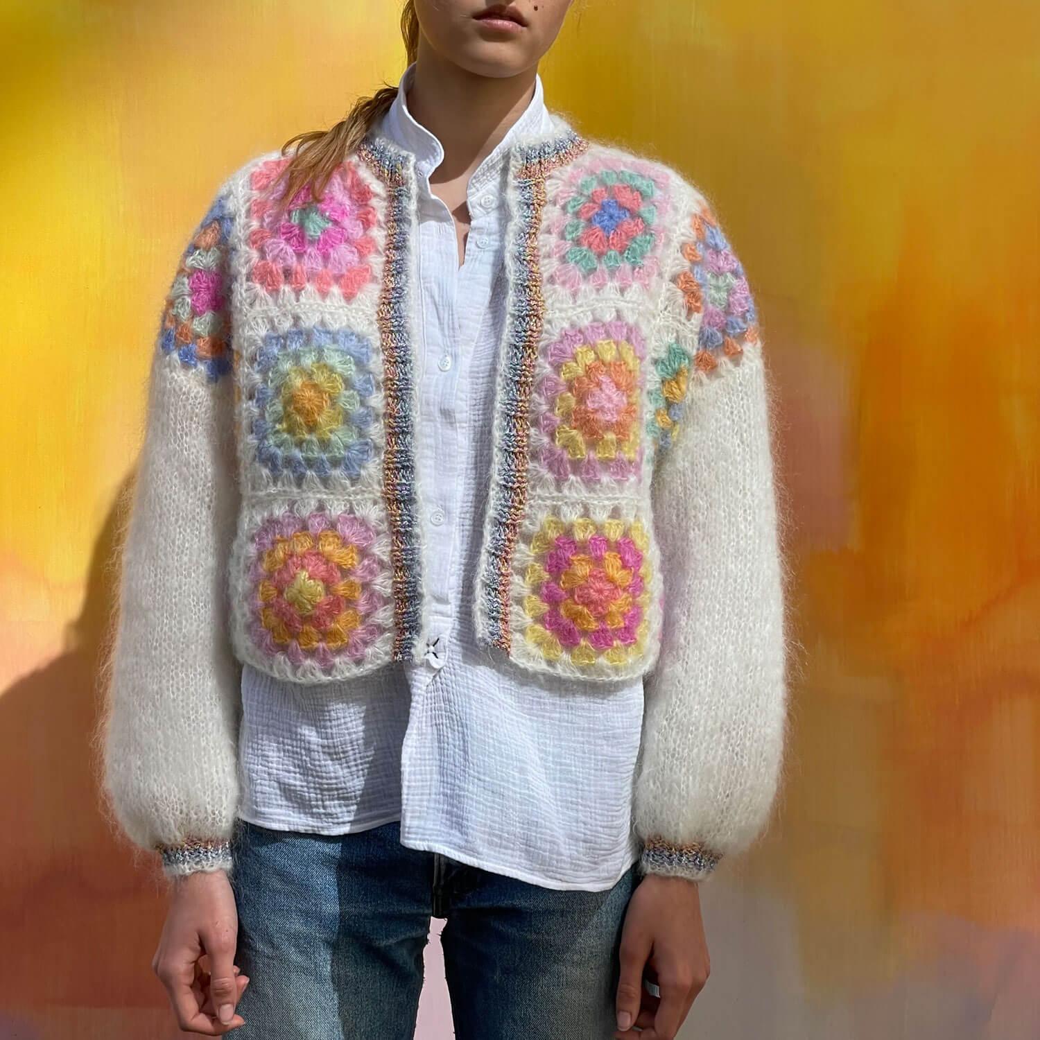 Mila Cropped Granny Square Cardigan