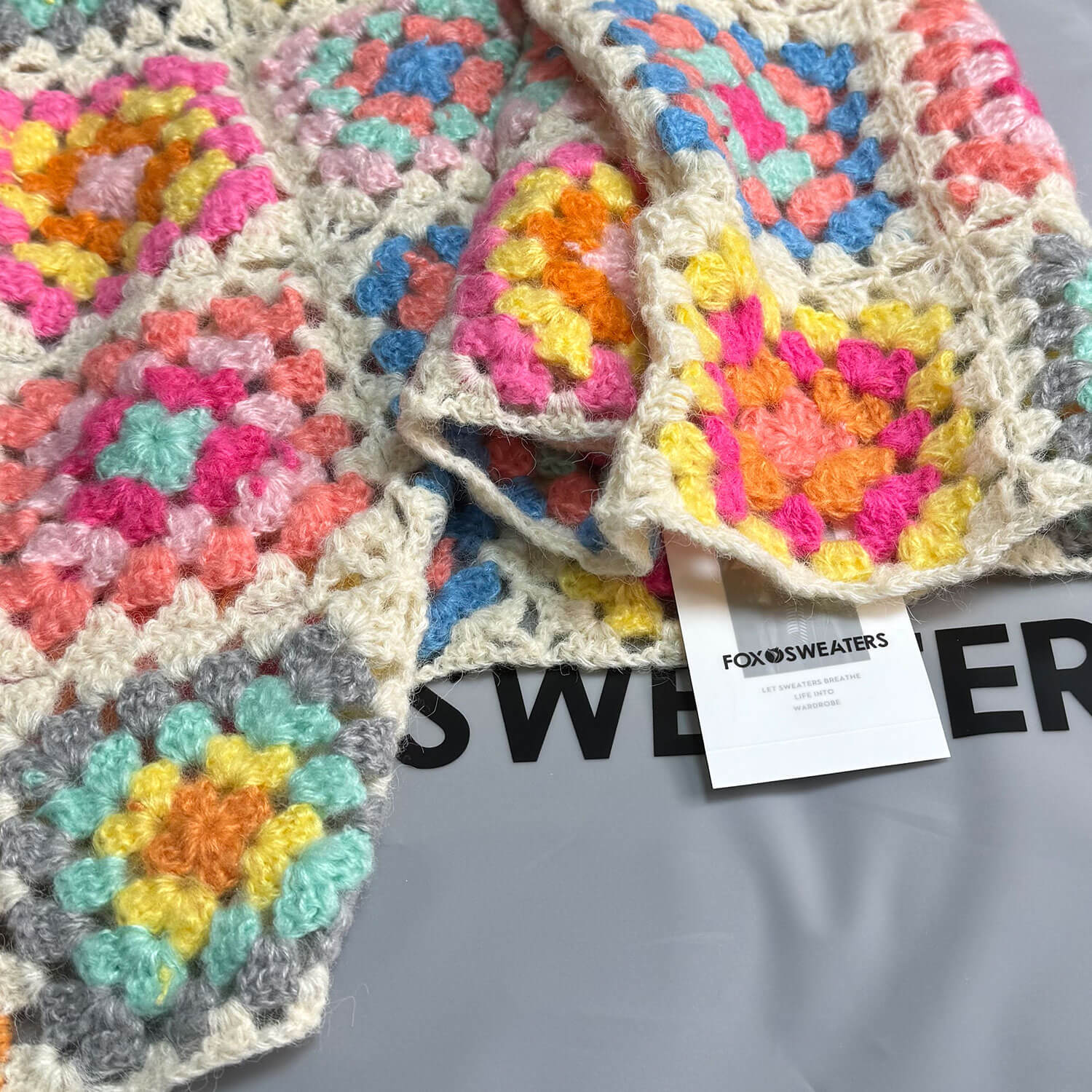 Boho Beige Granny Square Cardigan