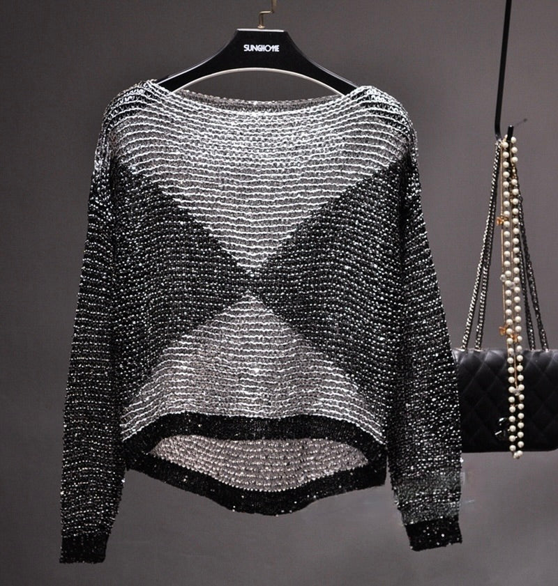 Olivia - Elegant Long Sleeve Top with Sequin Design