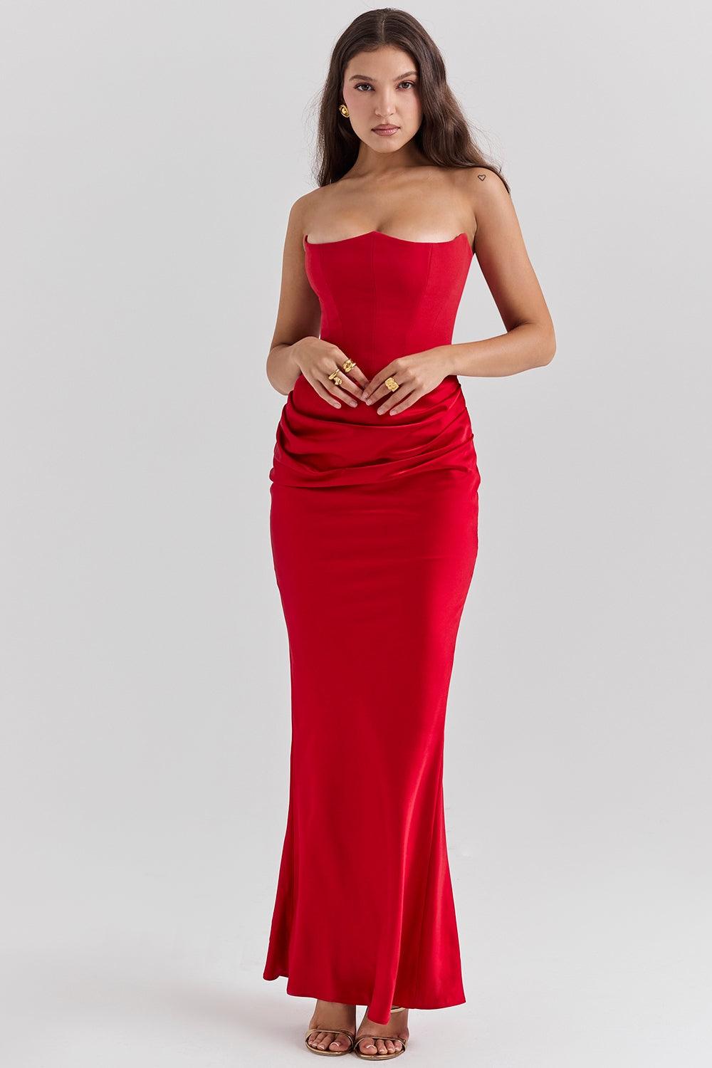 Ava Luxe Corset Dress with Draped Skirt