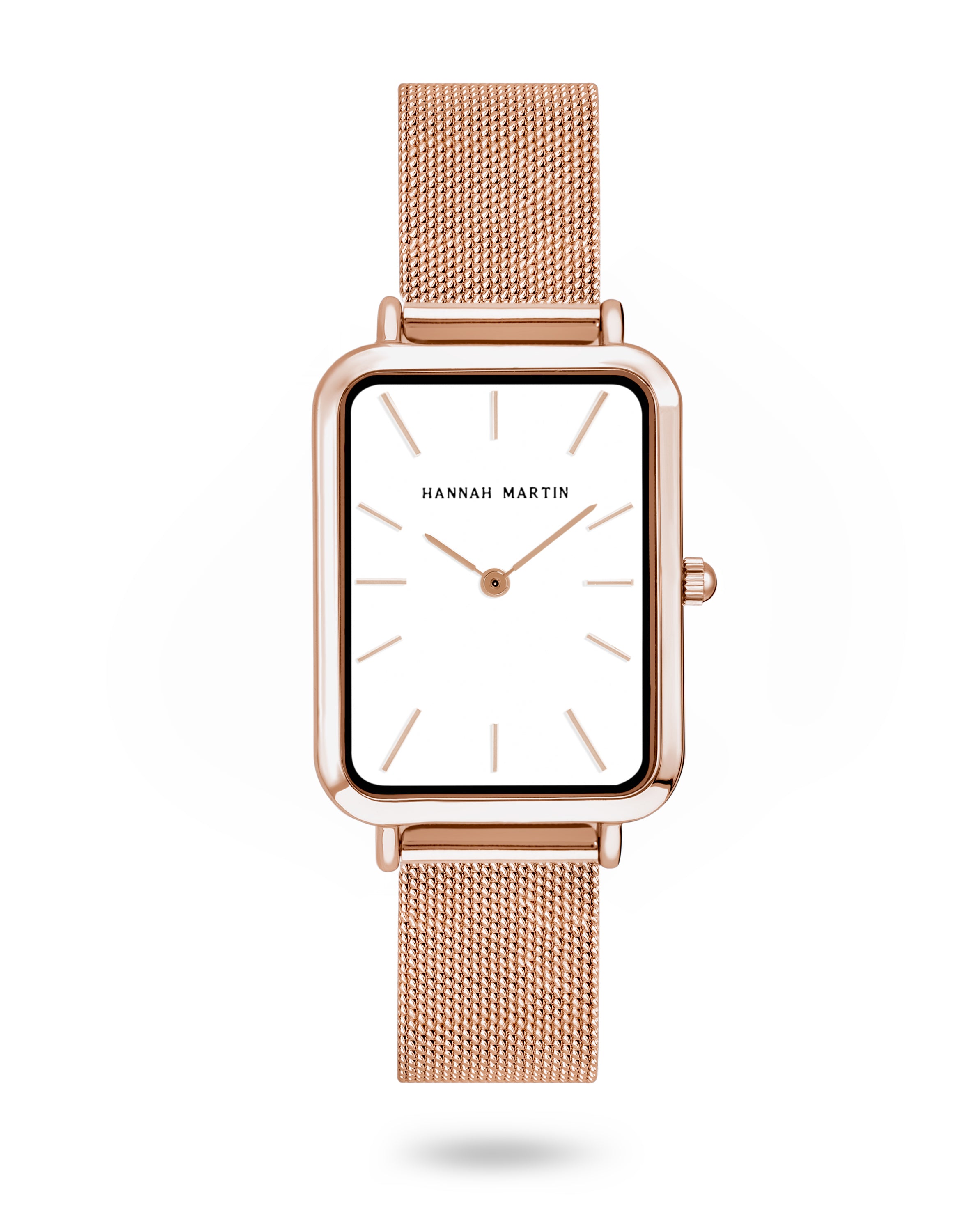 Luxe - Rectangular Watch Rose Gold with Mesh Band