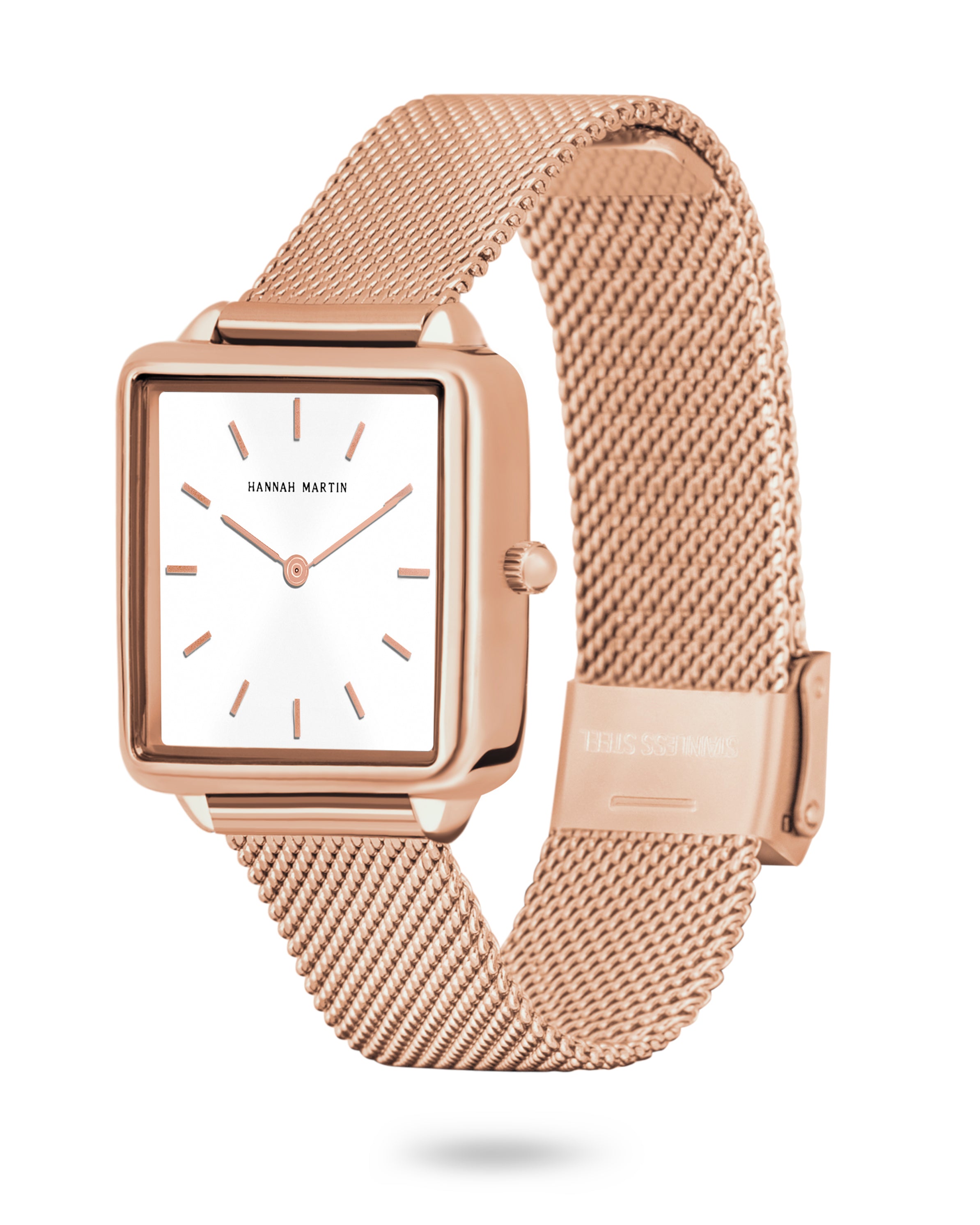 Blush - Square Watch Rose Gold with Mesh Band