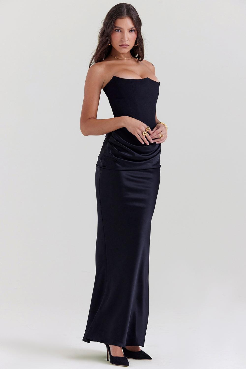 Ava Luxe Corset Dress with Draped Skirt