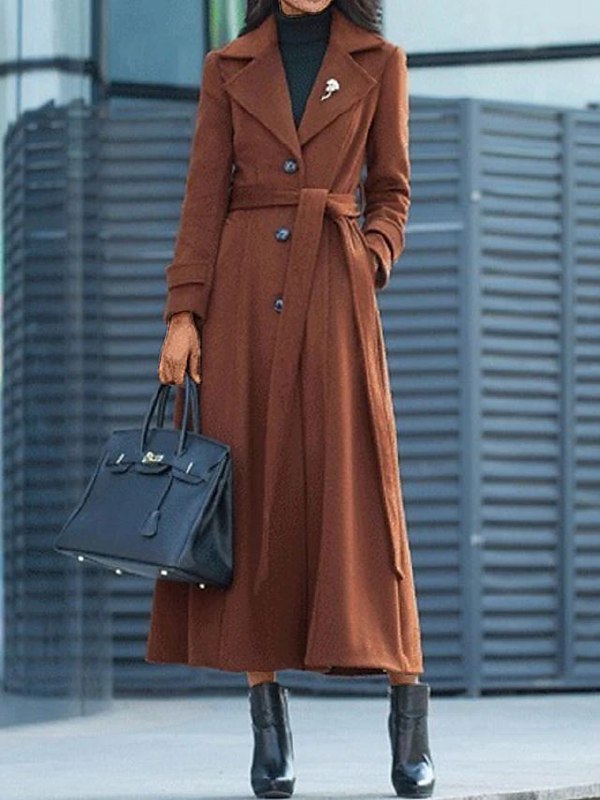 Victoria Luxe Long Wool Coat with Button Closure