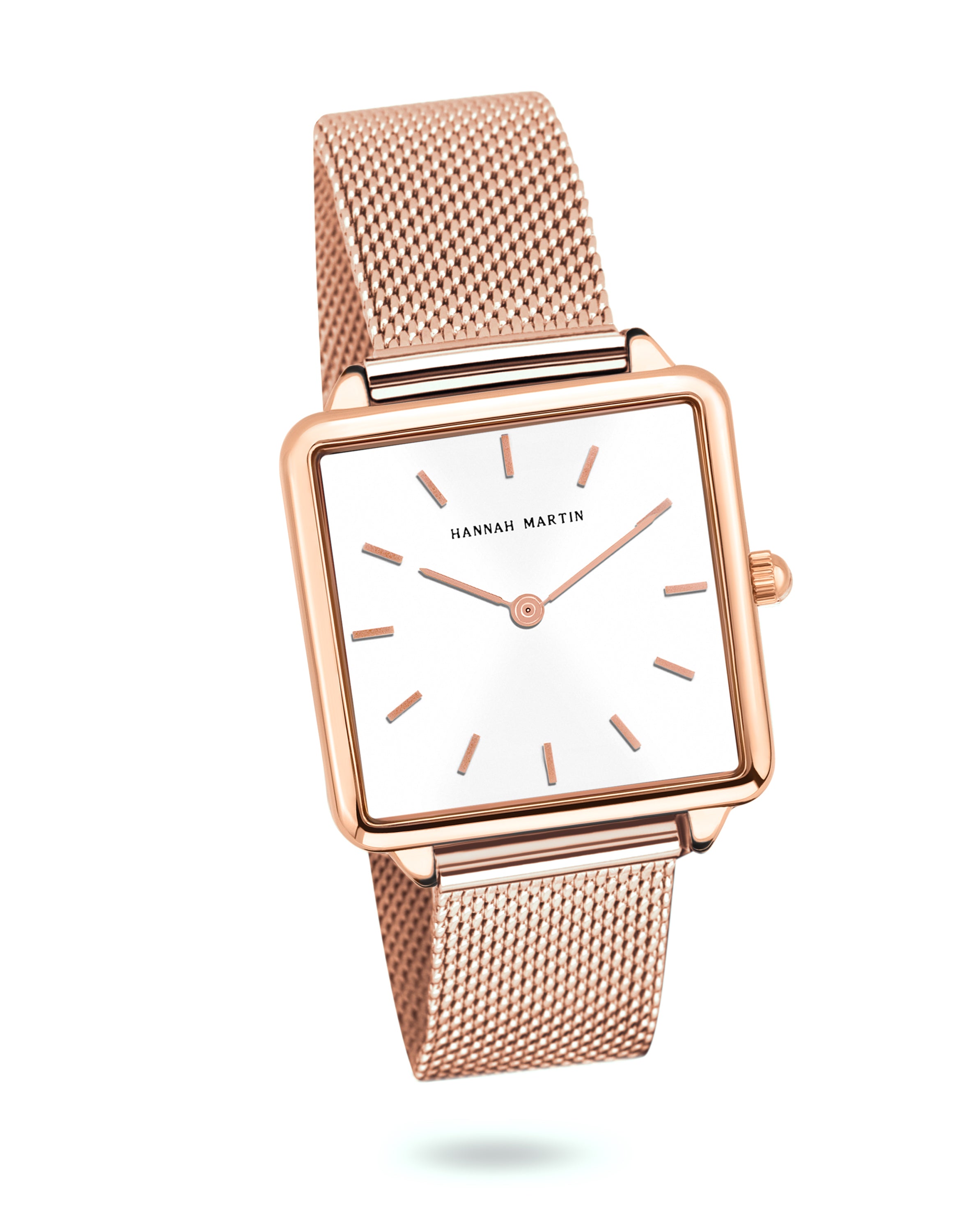 Blush - Square Watch Rose Gold with Mesh Band