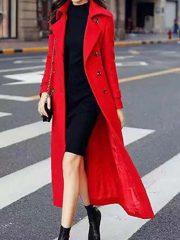 Victoria Luxe Long Wool Coat with Button Closure