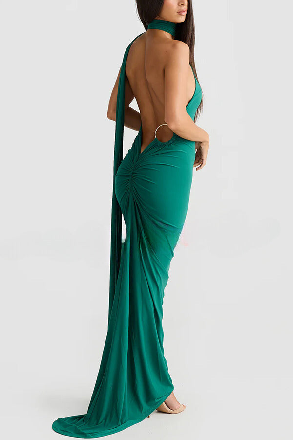 Emily Elegant Zachte Backless Maxi Jurk