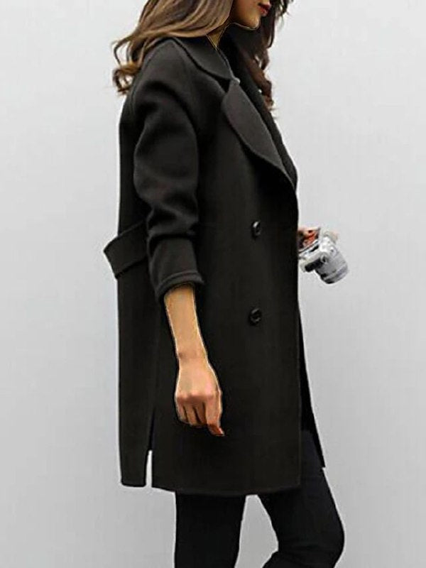 Elise Luxe Wool Coat with Double Button Closure