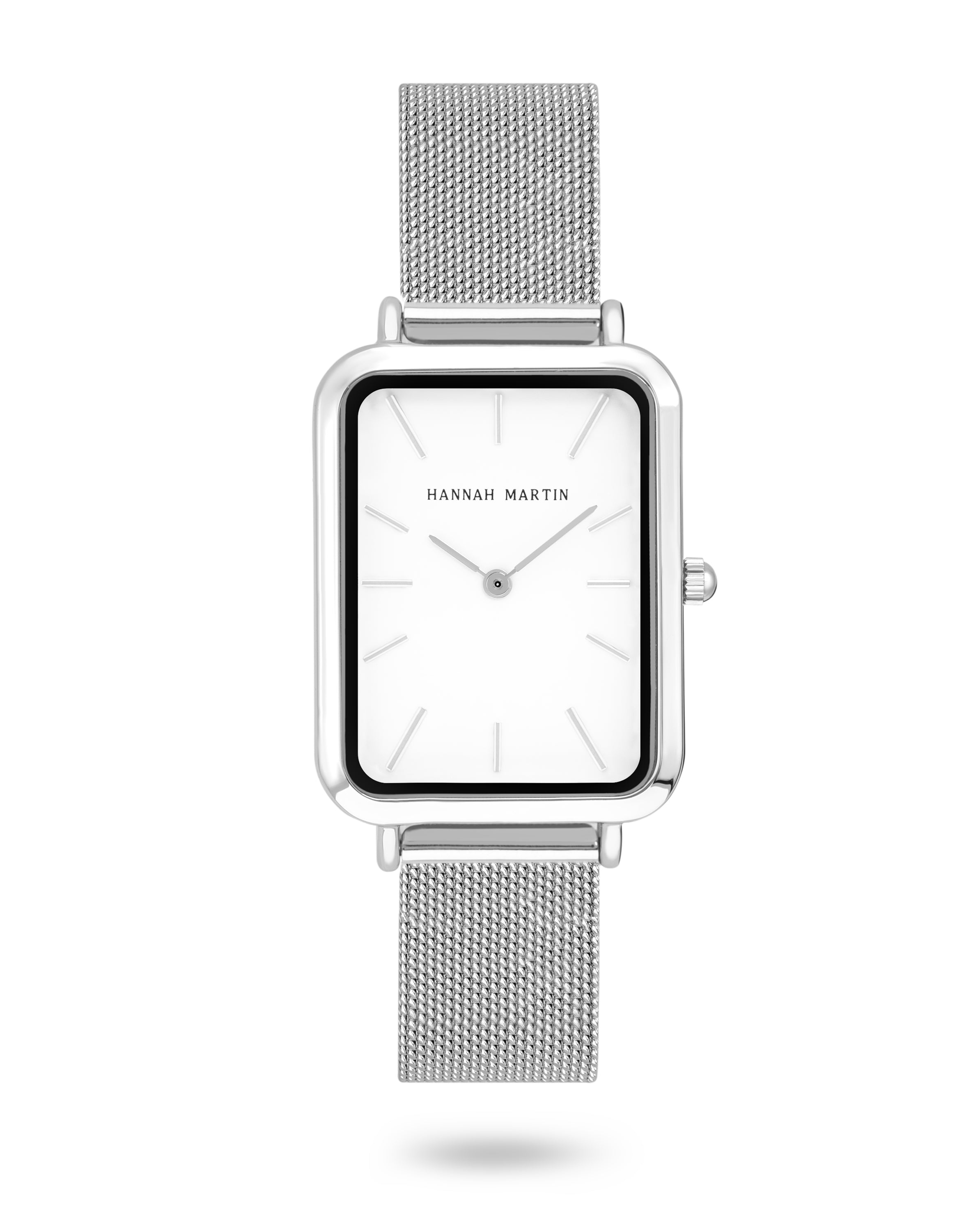 Orion - Rectangular Watch Silver with Mesh Band