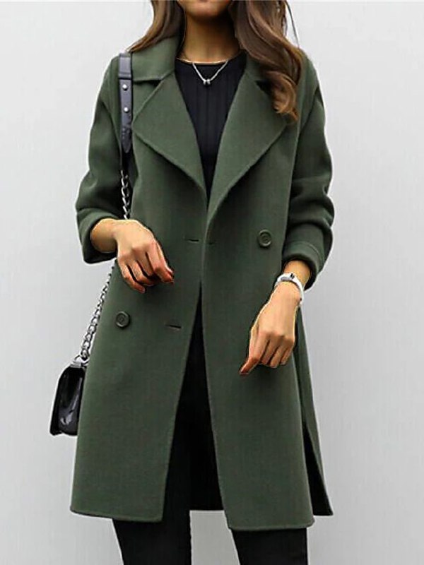 Elise Luxe Wool Coat with Double Button Closure