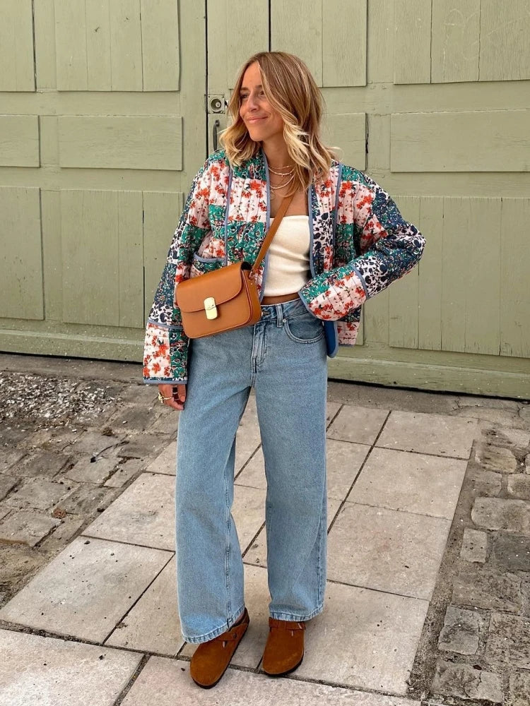 Valentina Comfortable Patchwork Jacket with Button Closure