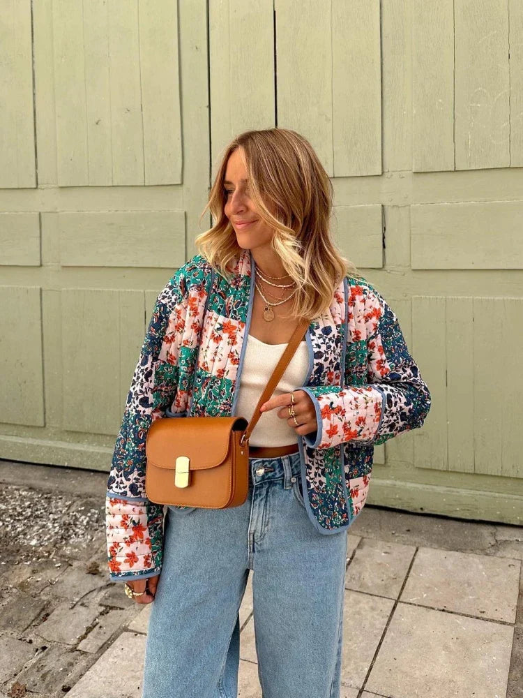 Valentina Comfortable Patchwork Jacket with Button Closure