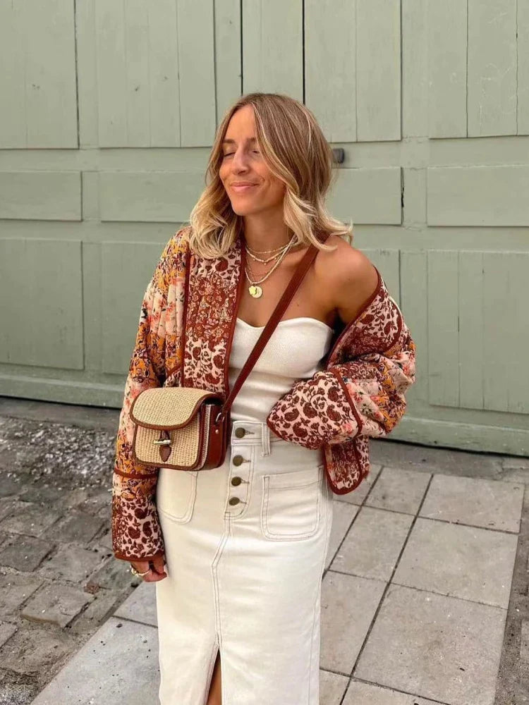 Valentina Comfortable Patchwork Jacket with Button Closure