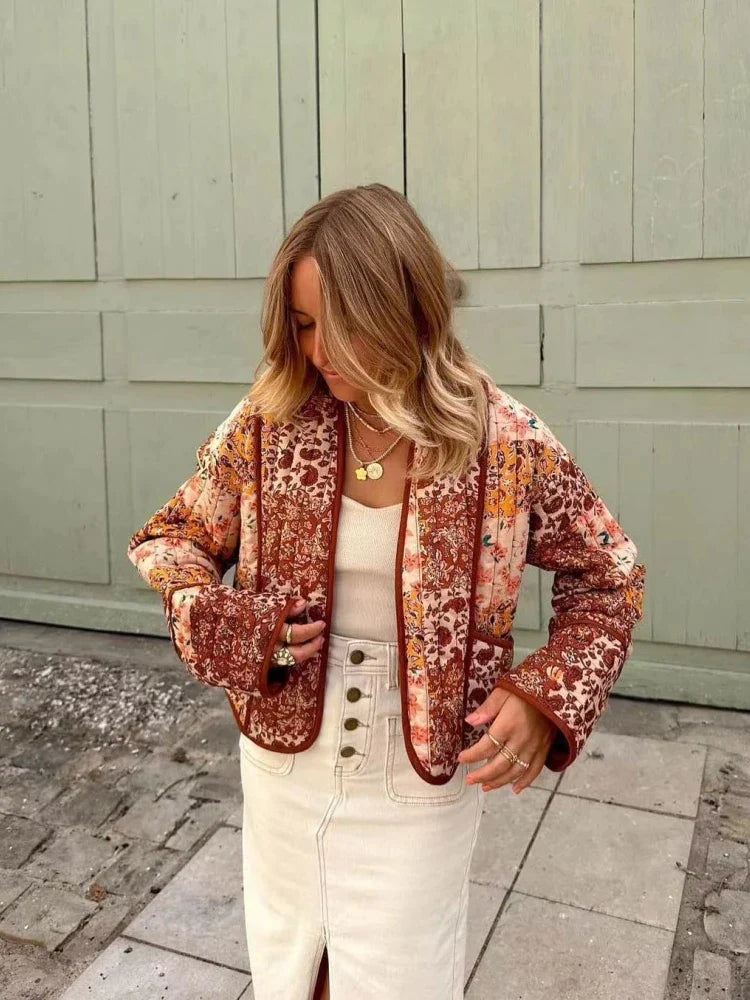 Valentina Comfortable Patchwork Jacket with Button Closure