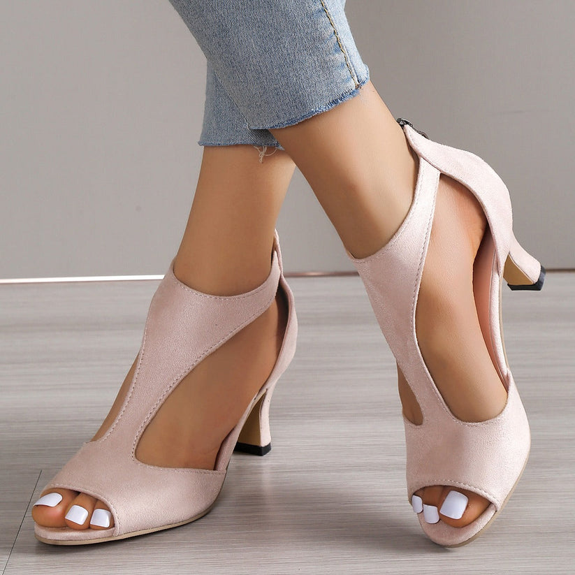 Sophia - Elegante Comfort Sandalen met Hak en Open Teen
