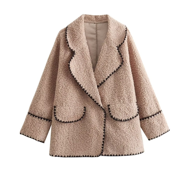 Yara Luxe Sherpa Wol Jas - Stijlvol en Warm voor Herfst en Winter