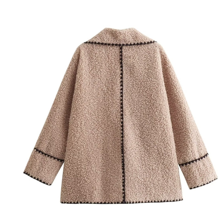 Yara Luxe Sherpa Wol Jas - Stijlvol en Warm voor Herfst en Winter