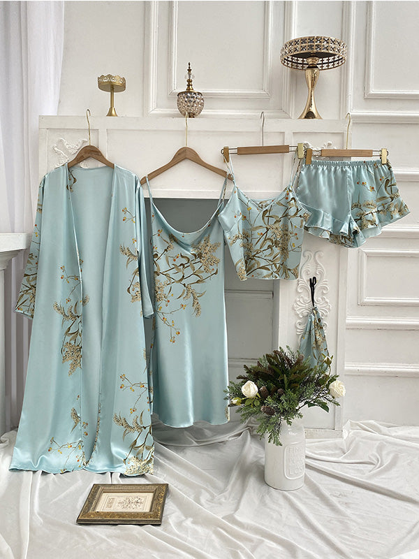 Amélie Luxe Satin Pajama Set (4-piece)