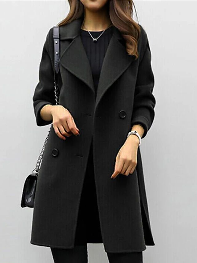 Elise Luxe Wool Coat with Double Button Closure