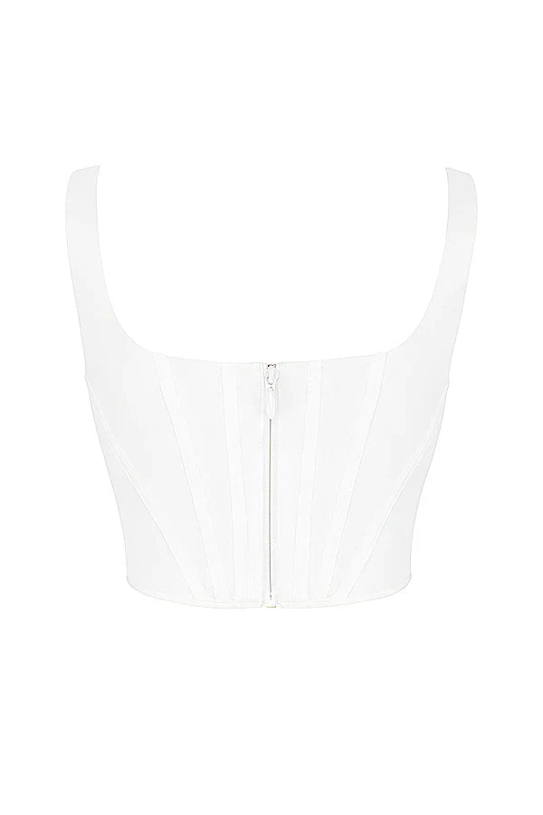 Amara White Corset Top with Adjustable Laces