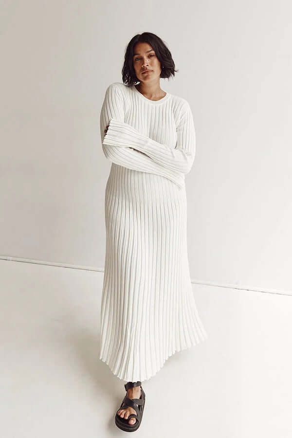 Lara Knitted Dress | Midi Dress with Long Sleeves