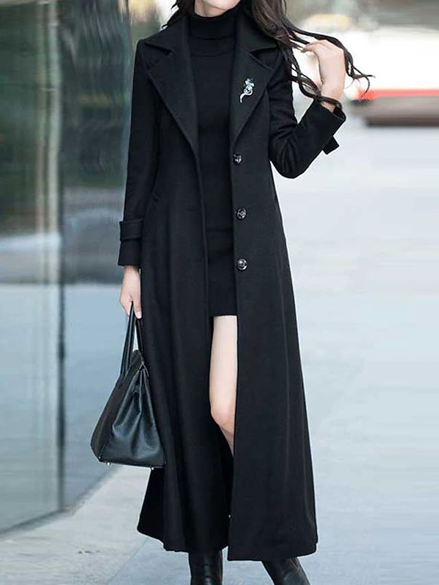 Victoria Luxe Long Wool Coat with Button Closure