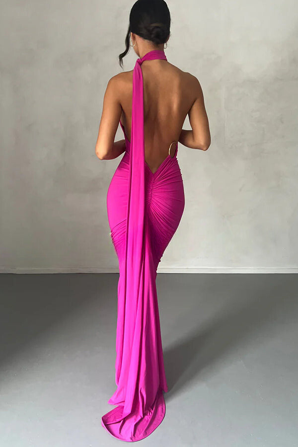 Emily Elegant Zachte Backless Maxi Jurk