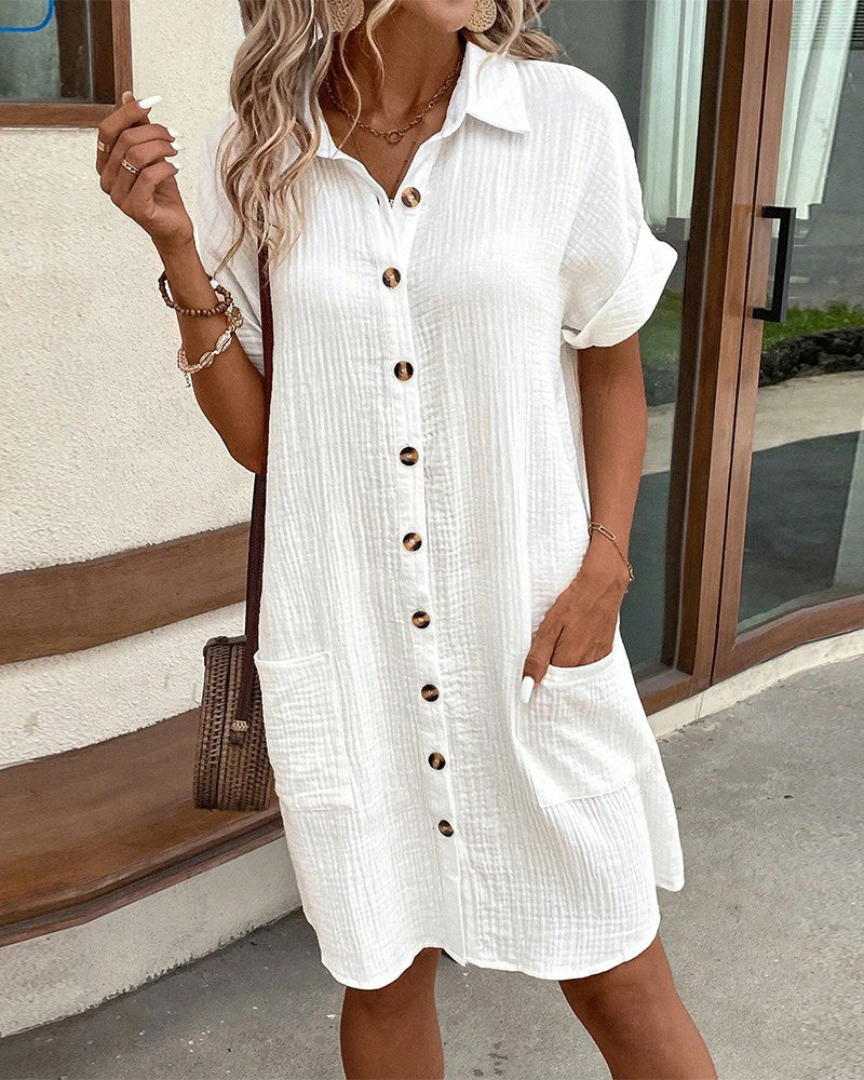 Emma Soft Linen Shirt Dress – Airy & Elegant